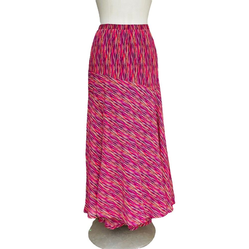 ADDED DIMENSIONS By CATHERINES Plus 1X Pink Flamenco Pull On Long Flare Skirt